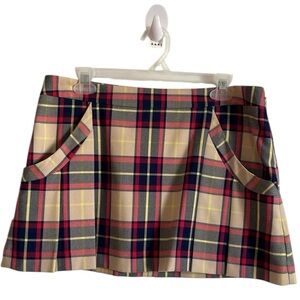 NWT Vera Wang Skirt Y2K Academia Preppy Skirt 11 Tan Plaid Mini Pleat Harajuku